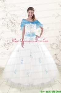 White Ball Gown Discount Pretty Quinceanera Dresses for 2015