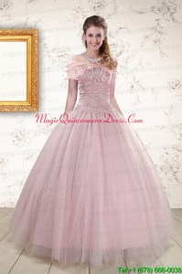 2015 Light Pink Strapless Elegant Sweet 16 Dresses with Appliques