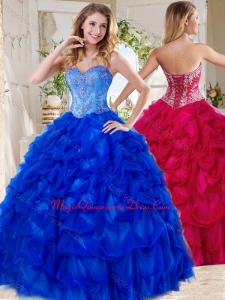 Exclusive Blue Big Puffy Quinceanera Gown with Beading and Pick Ups