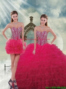 Detachable and Hot Sale Beading and Ruffles Red Sweet 16 Dresses