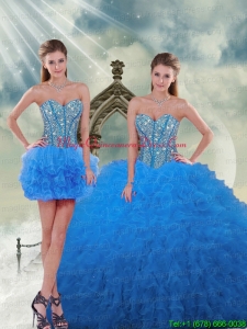Detachable and Romantic Aqua Blue Sweet 16 Dresses with Beading and Ruffles