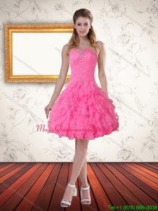 2015 Baby Pink Sweetheart Dama Dresses with Beading and Ruffles