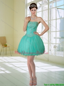 Apple Green Strapless 2015 Dama Dresses with Appliques