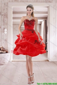 Elegant Sweetheart Red 2015 Dama Dresses with Embroidery