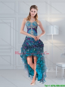 2015 Affordable Straps Multi Color Dama Dresses with Embroidery and Hand Made Flower