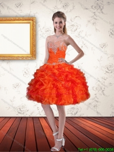 Discount Sweetheart Orange Dama Dresses with Ruffles and Appliques
