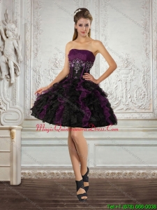 New Arrival Strapless Multi Color Dama Dresses with Ruffles and Embroidery
