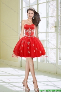 Pretty Hot Sale Sweetheart Appliques Red Dama Dresses for 2015