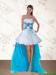 2015 Affordable Multi Color Strapless Dama Dresses with Appliques and Beading