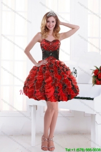 2015 Affordable Sweetheart Beading and Ruffles Dama Dresses with Appliques