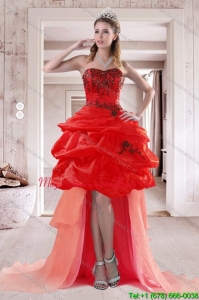 2015 Affordable Sweetheart Dama Dresses with Embroidery and Pick Ups