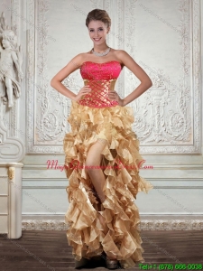 Affordable Strapless Multi Color Dama Dresses with Embroidery