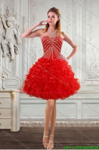 Affordable Sweetheart Dama Dresses with Beading and Ruffles