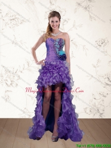 Discount Strapless Multi Color Dama Dresses with Beading and Hand Made Flower
