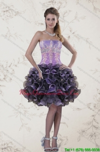 Discount Strapless Multi Color Dama Dresses with Ruffles and Appliqeues