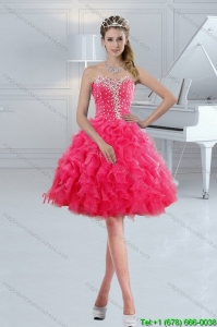 Sweetheart 2015 Discount Dama Dresses with Ruffles and Beading