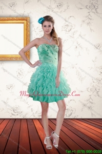 2015 New Arrival Apple Green Dama Dresses with Appliques and Ruffles