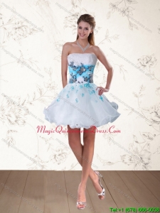 New Arrival Strapless Multi Color Dama Dress with Appliques and Beading