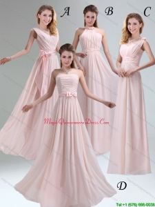 2015 Most Beautiful Chiffon Light Pink Empire Dama Dress with Ruching