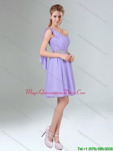 2015 New Arrival Beading and Ruching Short Dama Dress in Lavender