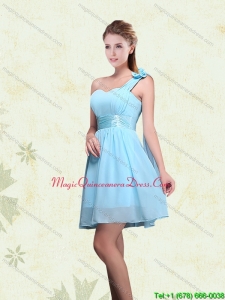 Affordable A Line Ruching Chiffon Dama Dresses with One Shoulder