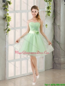 Affordable A Line Sweetheart Lace Up Dama Dresses in Apple Green