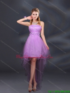 New Arrival Appliques and Ruffles A Line Strapless Dama Dresses