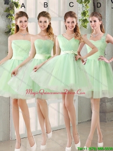 New Arrival Ruching Organza A Line Mini Length Dama Dresses with Lace Up