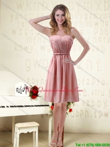 New Arrival Sweetheart Ruching Dama Dresses in Chiffon with Waistband