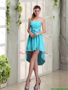 Affordable 2015 Sweetheart A Line Dama Dresses with Ruching and Belt