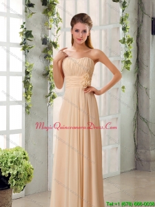 Affordable Champagne Ruching Chiffon Dama Dresses with Sweetheart