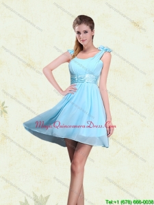 New Arrival A Line Straps Dama Dresses with Ruching and Bowknot