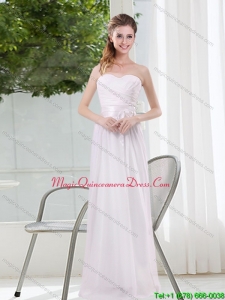 New Arrival Ruching and Belt Sweetheart Empire White Dama Dresses