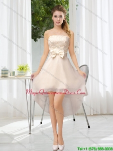 New Arrival Strapless A Line Dama Dresses with Belt and Lace