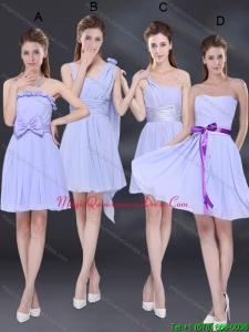 2015 Elegant Chiffon Lace Up Dama Dresses in Lavender