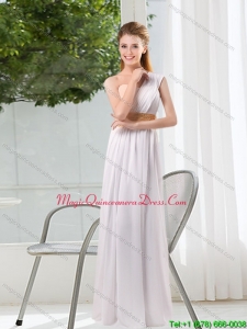 Brand New Ruching One Shoulder Empire Dama Dresses for 2015