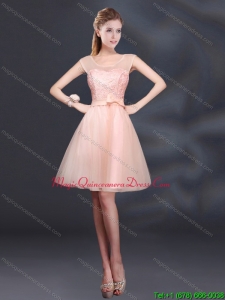 2015 Discount A Line Belt Dama Dresses with Scoop