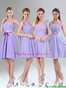 Discount Lavender Princess Mini Length Dama Dresses with Ruching