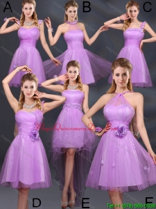 Discount Lilac A Line Dama Dresses with Hand Made Flowers