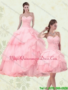 2015 Detachable Sweetheart Beading Quinceanera Dresses with Ruffled Layers
