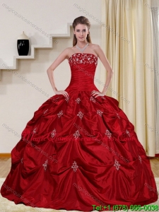 2015 Pretty Strapless Quinceanera Dress with Embroidery and Pick Ups