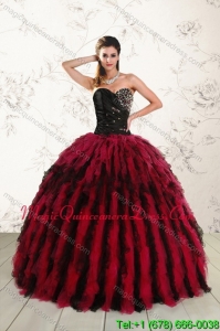 2015 Fashionable Multi Color Sweet 16 Dresses with Beading and Ruffles