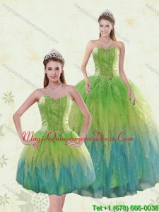 Detachable Multi-color Quinceanera Dresses with Appliques and Ruffles