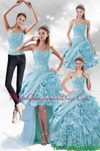 2015 Modern Aqua Blue Quiceanera Dresses in Taffeta