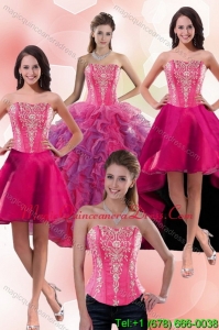 2015 Modern Multi Color Sweet 16 Dresses with Appliques and Ruffles