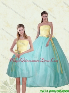 2015 Fashionable Strapless Multi Color Quinceanera Gown with Bowknot