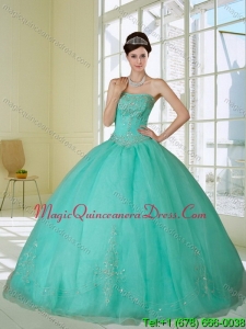 Fashionable 2015 Appliques and Beading Quinceanera Dress in Apple Green