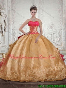 Fashionable Strapless Multi Color Quinceanera Dress with Beading and Embroidery