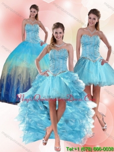Romantic Beading Sweetheart Multi Color Quinceanera Dress with Ruffles