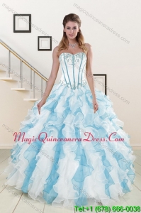 2015 Fashionable Appliques and Ruffles Quince Dresses in Multi Color